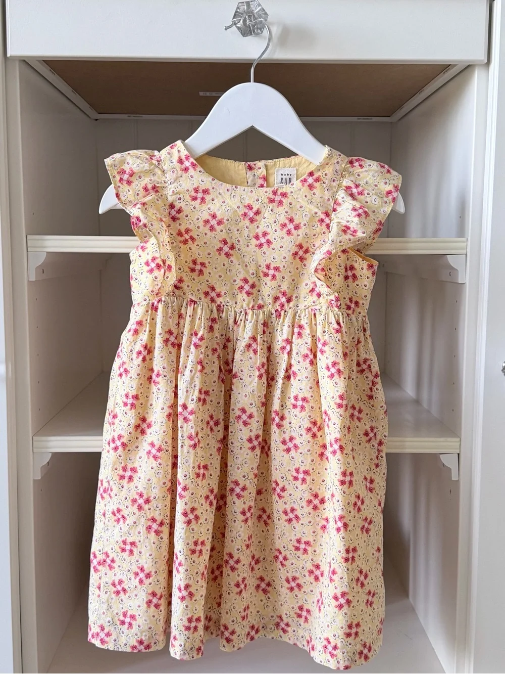 GAP Yellow Floral Ruffle-Sleeve Dress for Kids